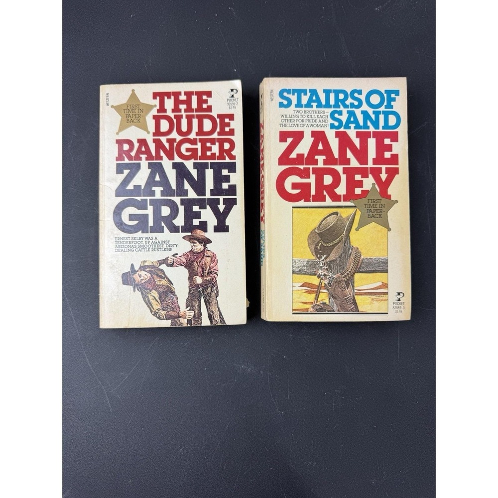 Two Zane Grey Vintage Paperbacks Dude Ranger and Stairs of Sand